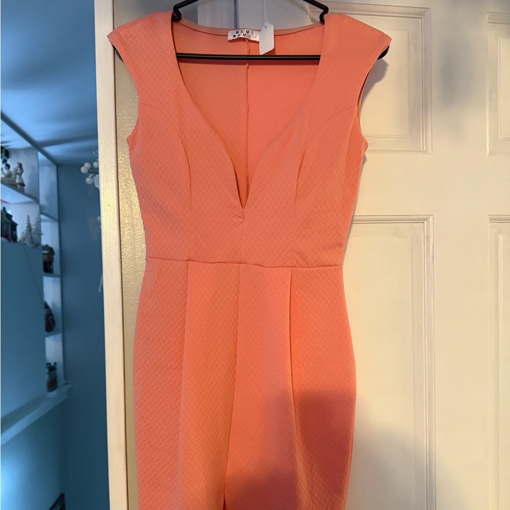 Elegant Coral Sleeveless Dress